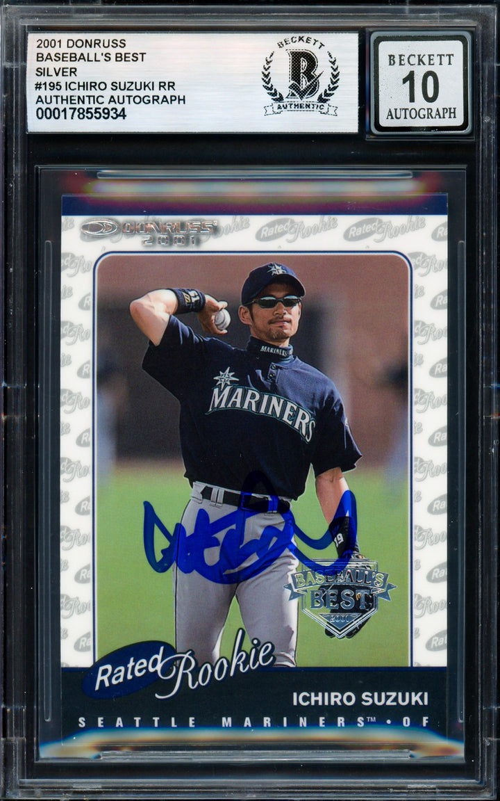 Ichiro Suzuki Auto 2001 Donruss Baseball's Best Silver Card 195 Sig 10 Beckett