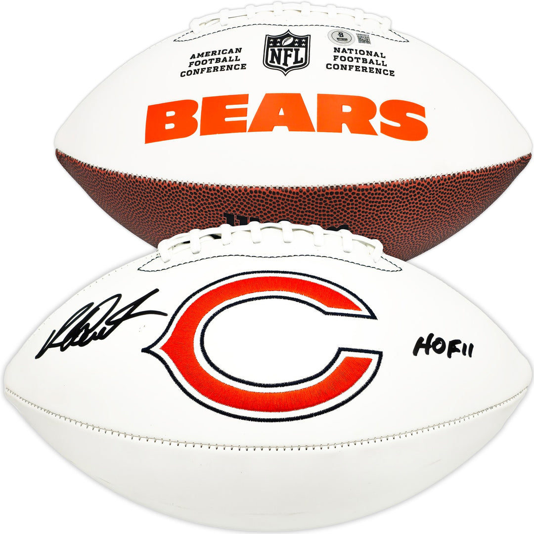Richard Dent Signed White Logo Football Chicago Bears "HOF 11" Beckett Wit