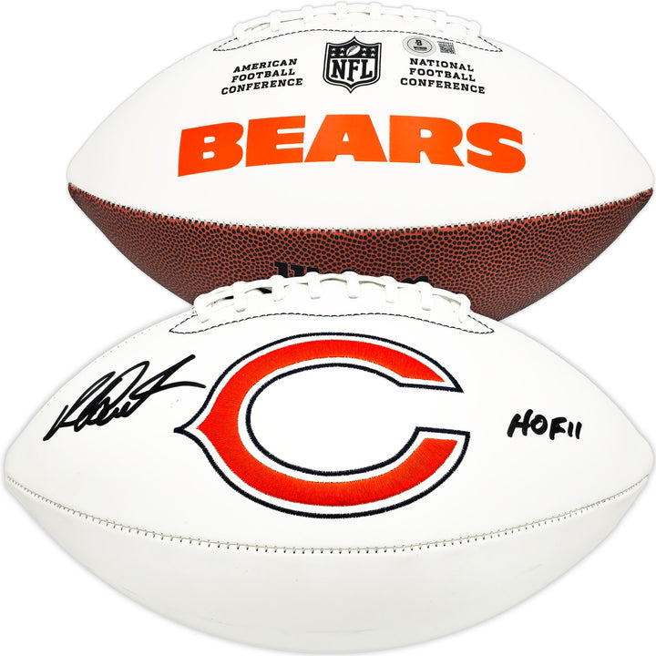 Richard Dent Signed White Logo Football Chicago Bears "HOF 11" Beckett Wit