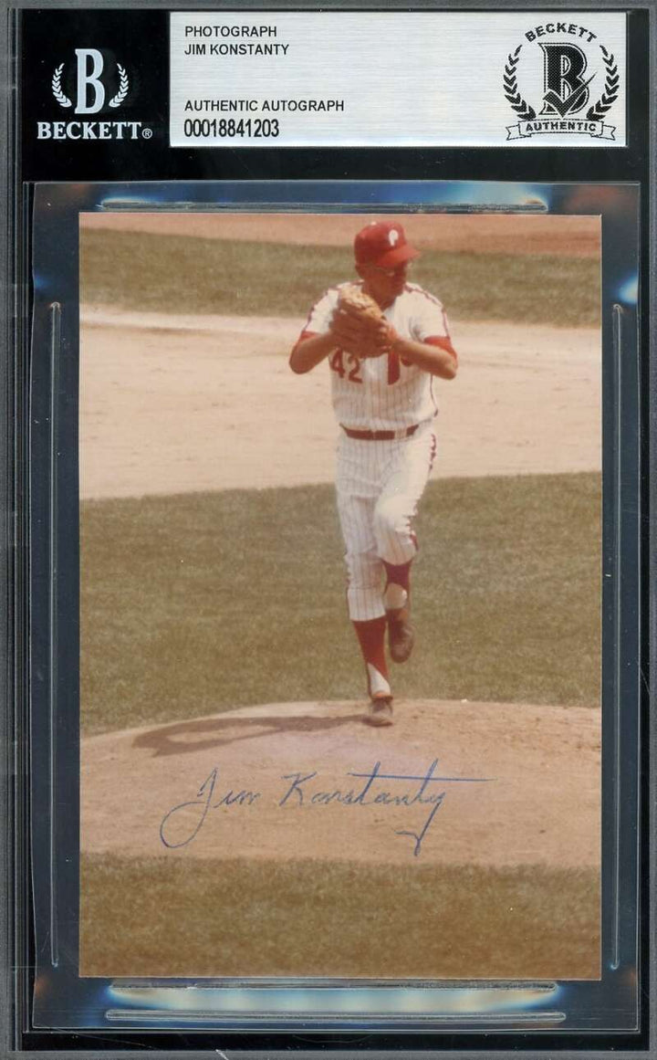 Jim Konstanty Beckett BAS Signed Original 4x5 Photo Autograph
