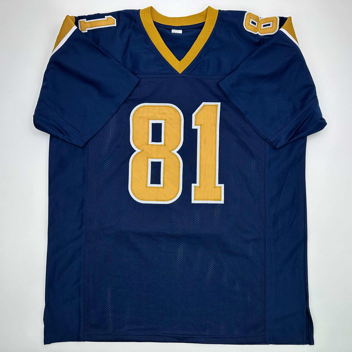 Facsimile Autographed Torry Holt St. Louis Navy Blue Reprint Jersey Size Mens XL