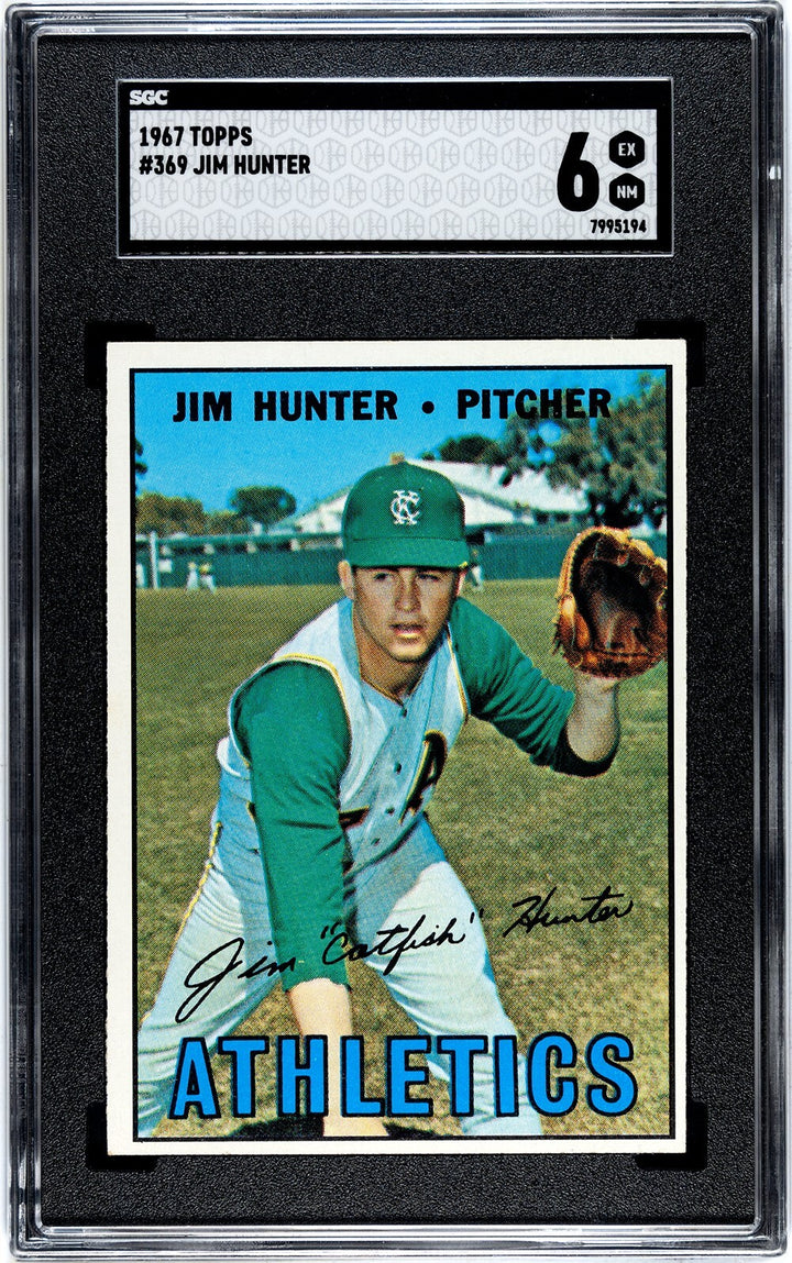 Jim "Catfish" Hunter 1967 Topps Card #369 Athletics- SGC Graded 6 EX-NM