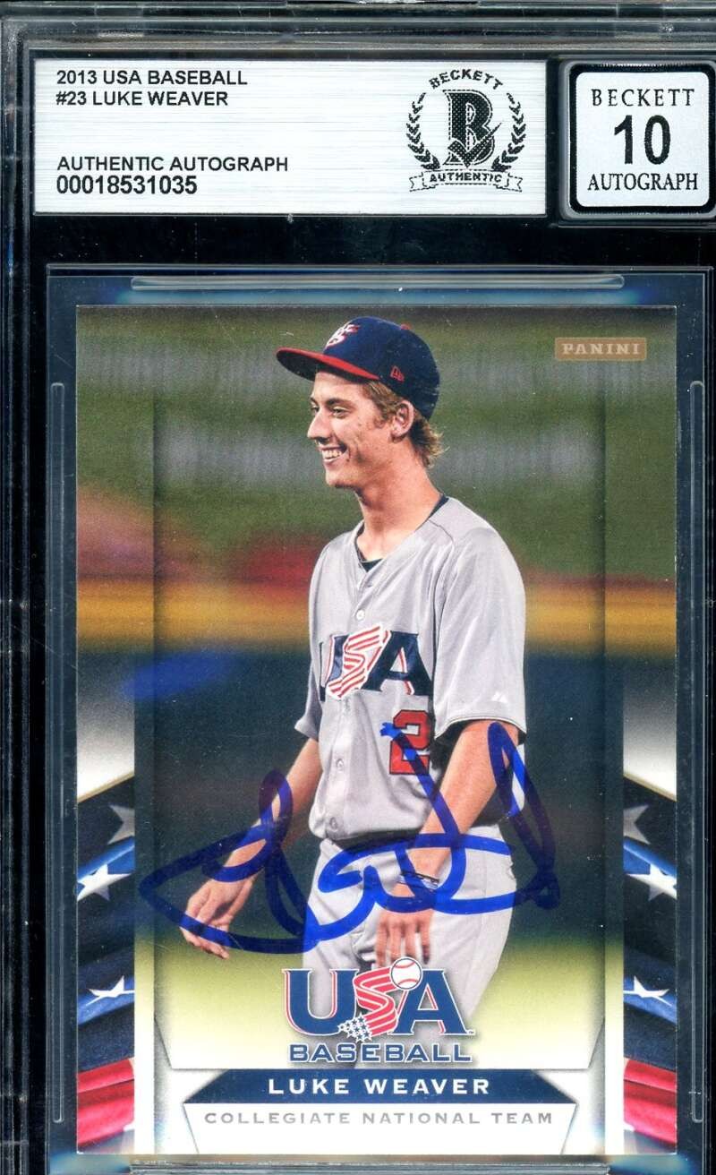 Luke Weaver Gem Mint 10 Beckett BAS Signed 2013 Panini Team USA Rookie Autograph