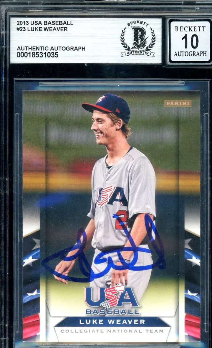 Luke Weaver Gem Mint 10 Beckett BAS Signed 2013 Panini Team USA Rookie Autograph