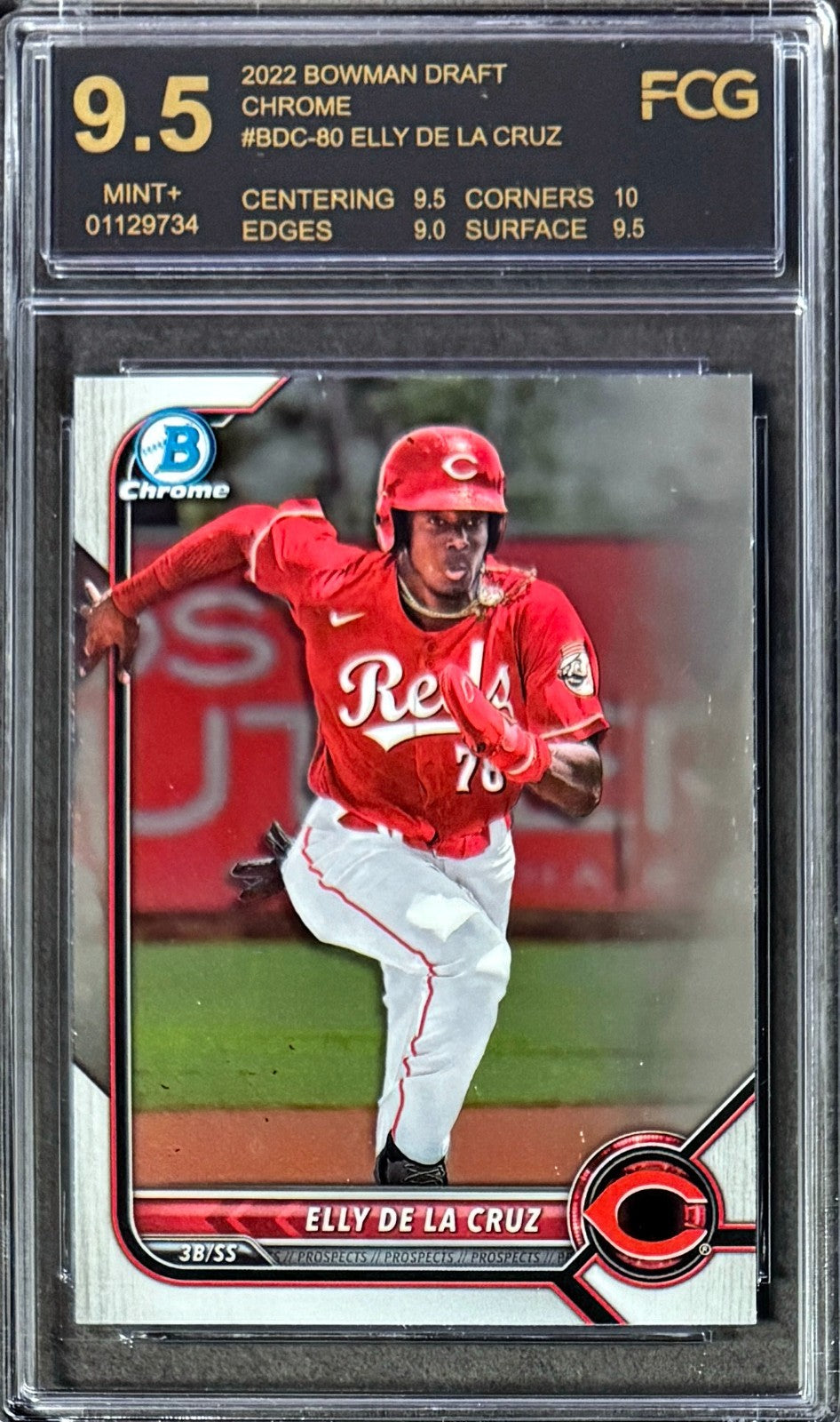 Elly De La Cruz 2022 Bowman Draft Chrome Rookie Card (RC) #BDC-80-FCG Graded 9.5