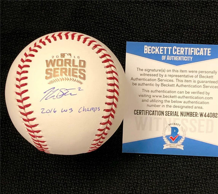 Tommy La Stella "2016 WS Champs" signed Cubs World Series Baseball ~ BAS COA