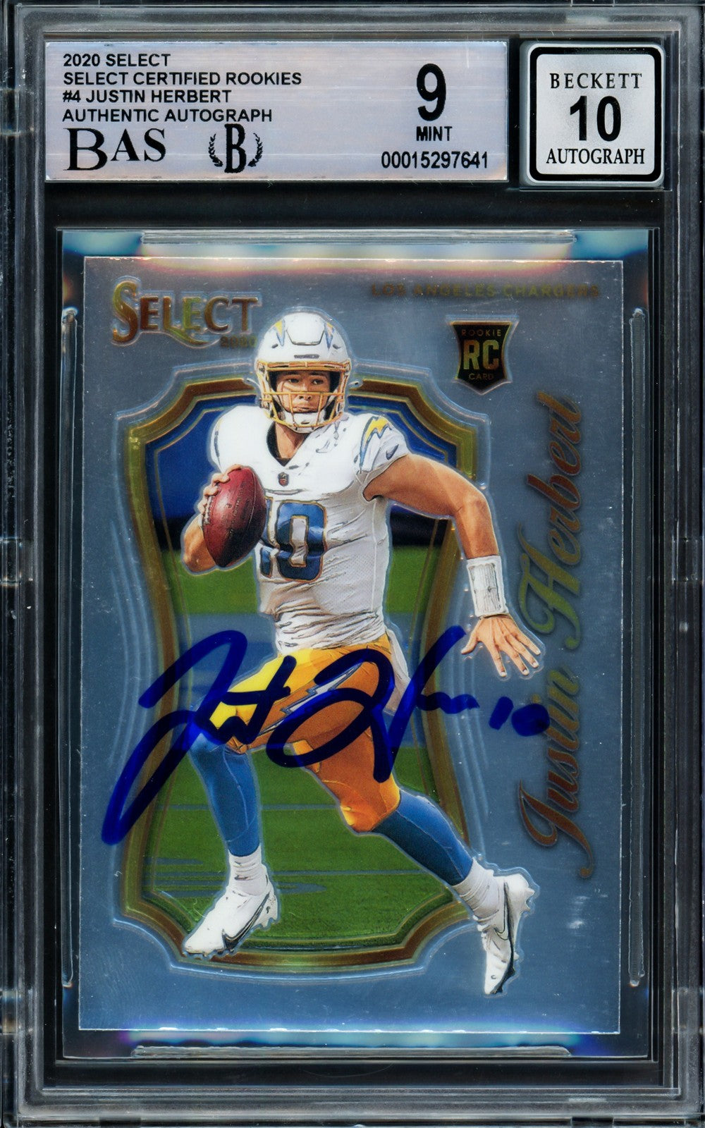 Justin Herbert Auto 2020 Select Certified RC 4 Chargers BGS 9 Auto GM 10 Beckett