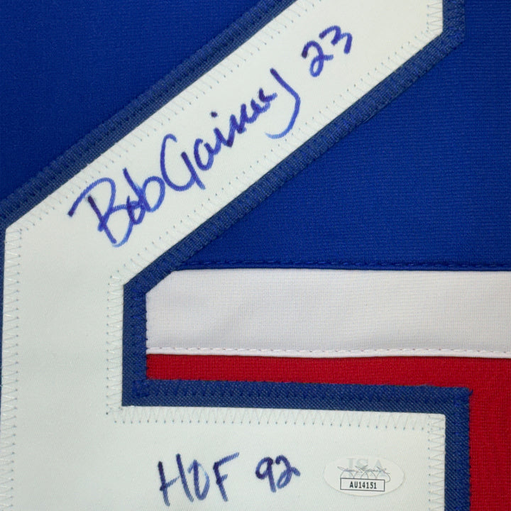 Framed Autographed/Signed Bob Gainey 35x39 HOF 1992 Montreal Red Jersey JSA COA
