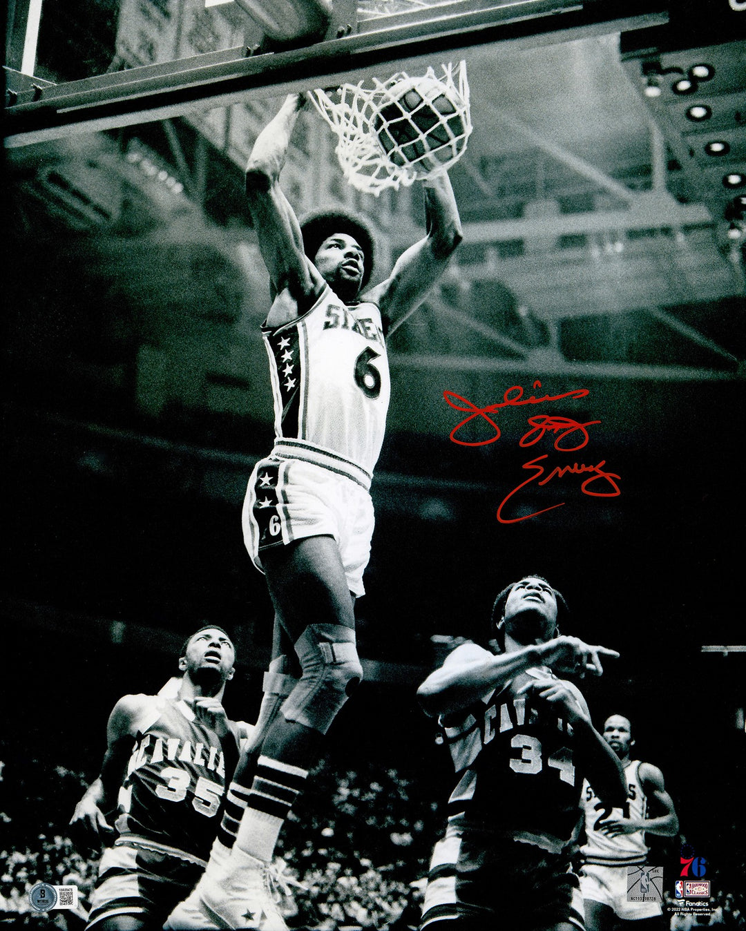 Julius "Dr. J" Erving Auto Signed 16x20 Photo Philadelphia 76ers Beckett Witness