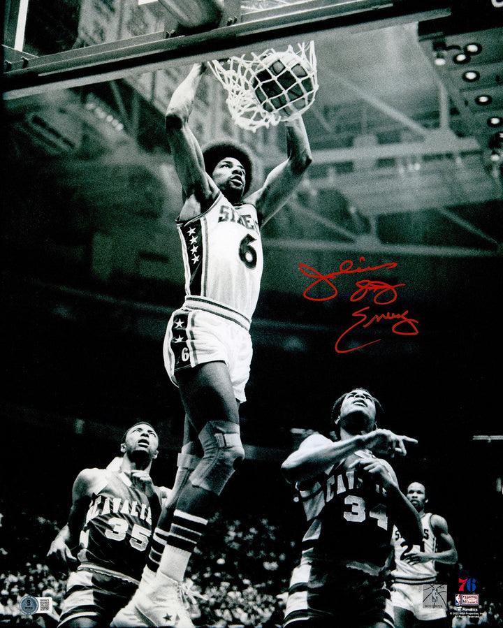 Julius "Dr. J" Erving Auto Signed 16x20 Photo Philadelphia 76ers Beckett Witness