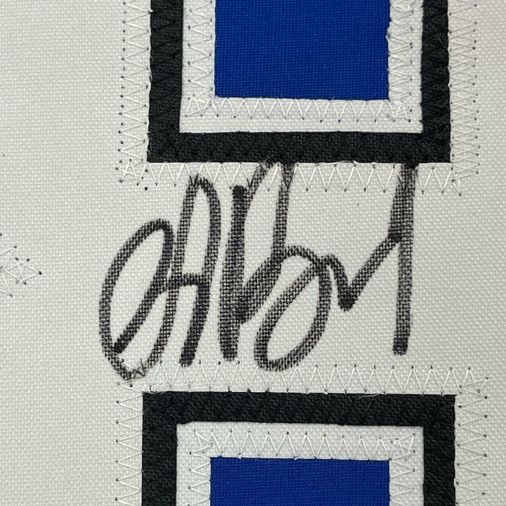 Framed Signed Andrei Vasilevskiy 35x39 Tampa Bay Blue Jersey PSA COA