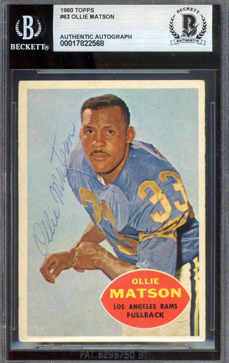 Ollie Matson Beckett BAS Vintage Signed 1960 Topps Autograph