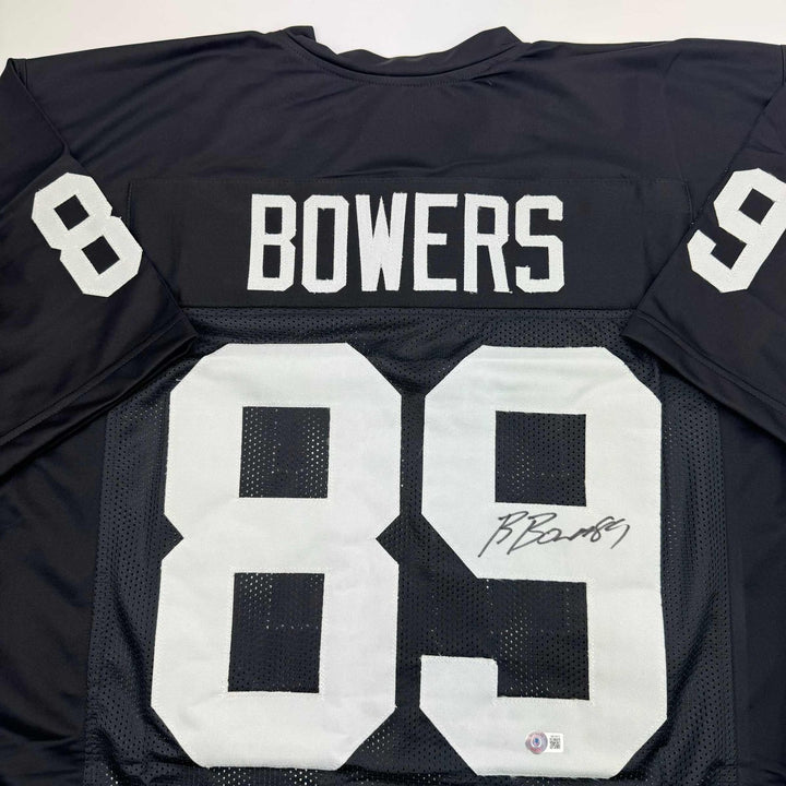Autographed/Signed Brock Bowers Las Vegas Oakland Black Jersey BAS COA