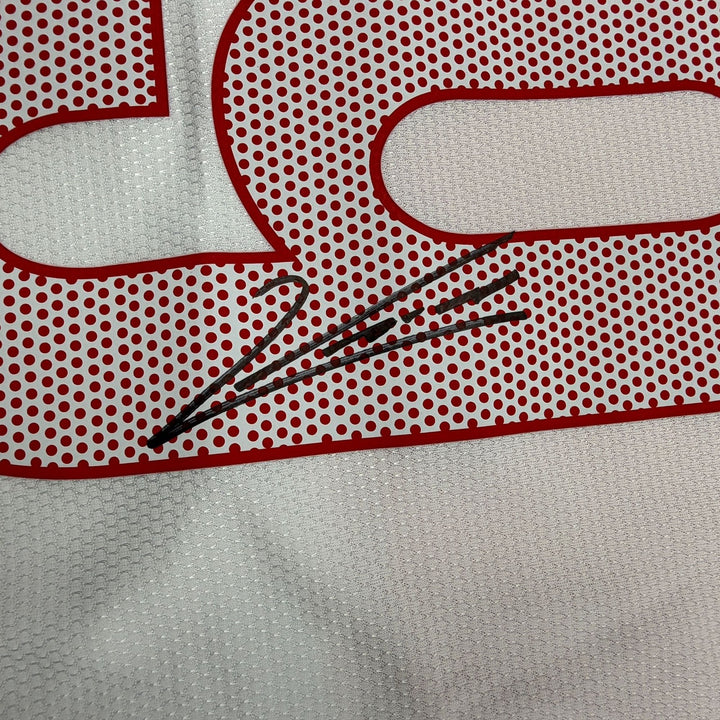 Autographed/Signed Robert Lewandowski Poland White Soccer Jersey Beckett BAS COA