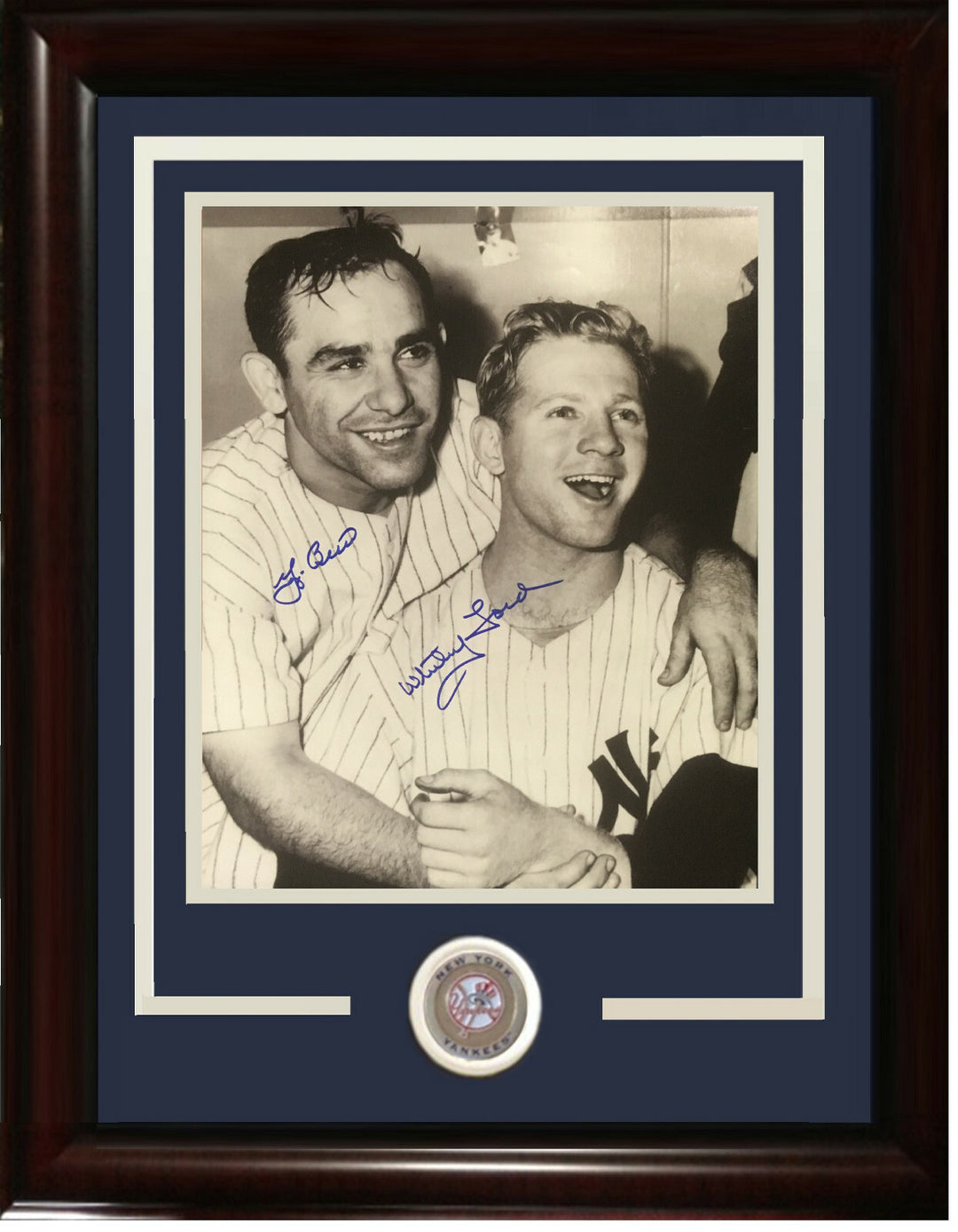 Yogi Berra Whitey Ford signed 11x14 photo framed Yankees coin 2 auto HOF CBM COA