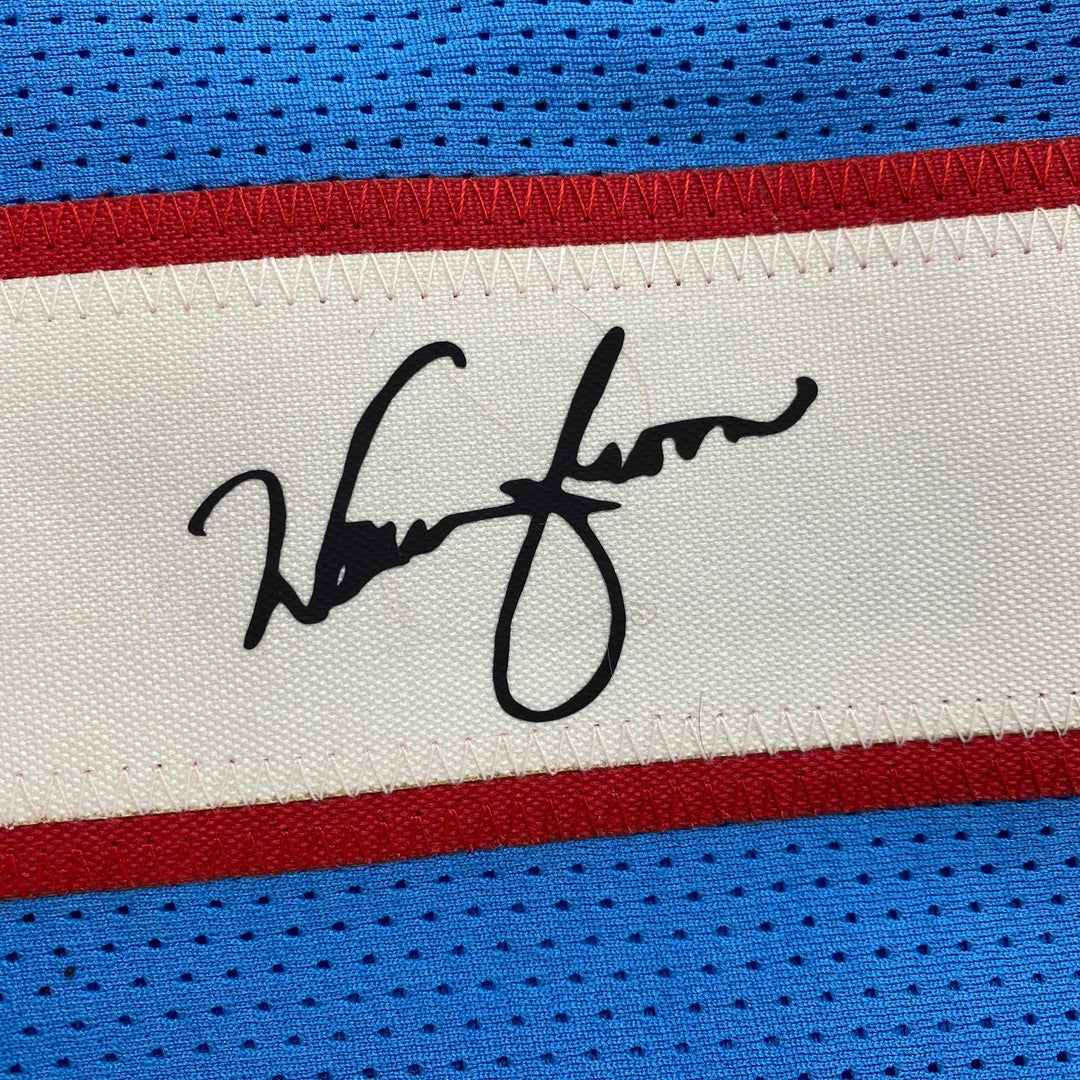 Facsimile Autographed Warren Moon Houston Blue Reprint Jersey Size Men's XL