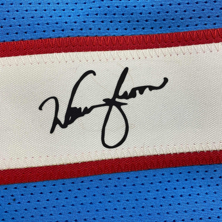 Facsimile Autographed Warren Moon Houston Blue Reprint Jersey Size Men's XL