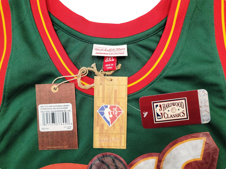 Sonics Shawn Kemp Auto Green Auth Mitchell Ness HWC Swingman Jersey Top 75 2X