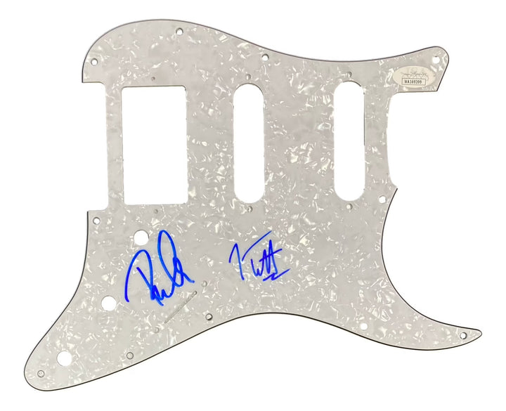 Joe Elliott Phil Collen Def Leppard Signed Gray Guitar Pick Guard JSA ITP