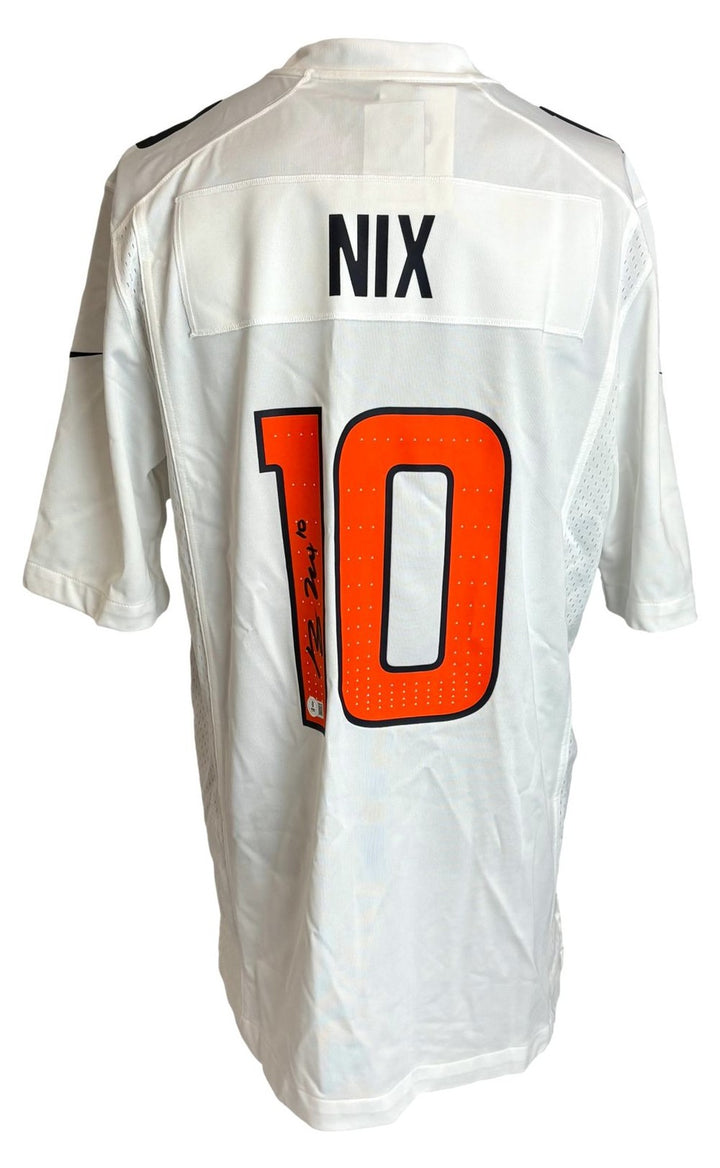 Bo Nix Signed Denver Broncos White Nike Game Replica Jersey BAS
