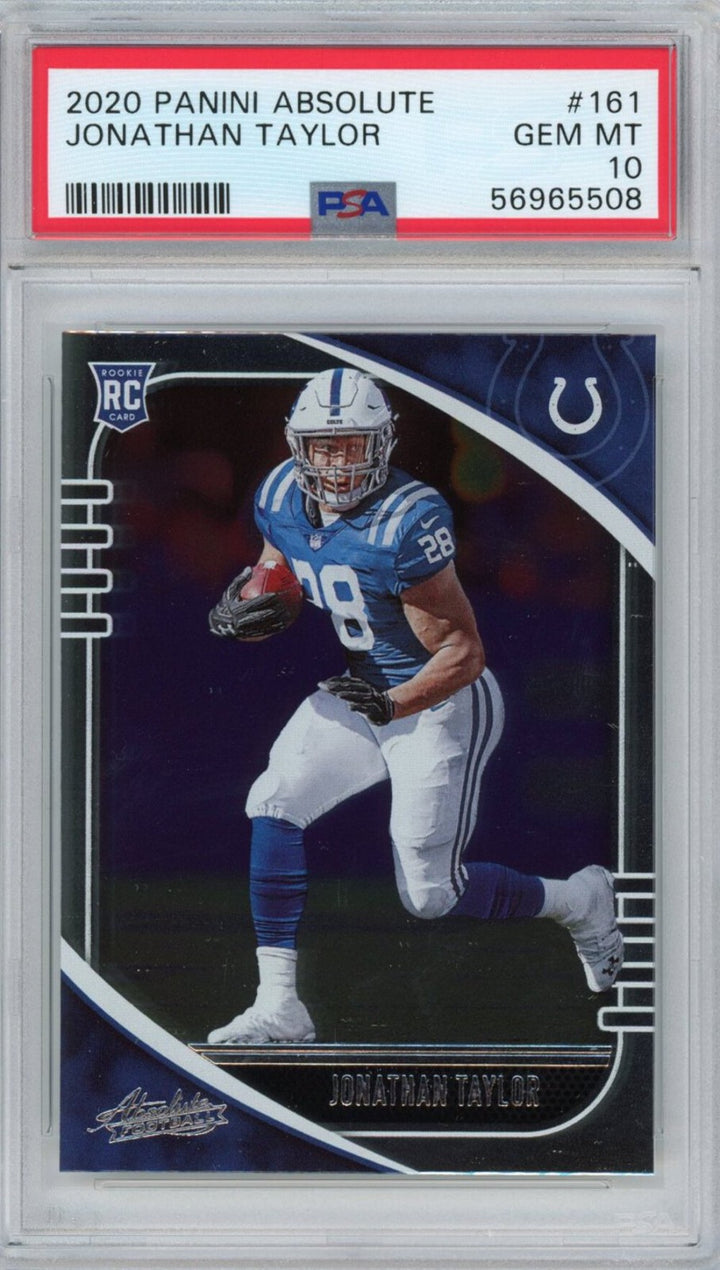 Graded 2020 Panini Absolute Jonathan Taylor #161 Rookie RC Football Card PSA 10