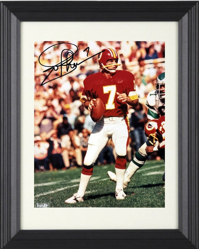 Joe Theismann signed Washington 8x10 Photo #7 minor dings Framed- Tuff Stuff COA