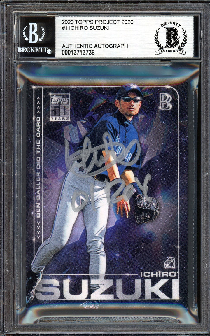 Ichiro Suzuki Signed Topps Project 2020 Ben Baller Card 1 01 ROY #1/1 Beckett