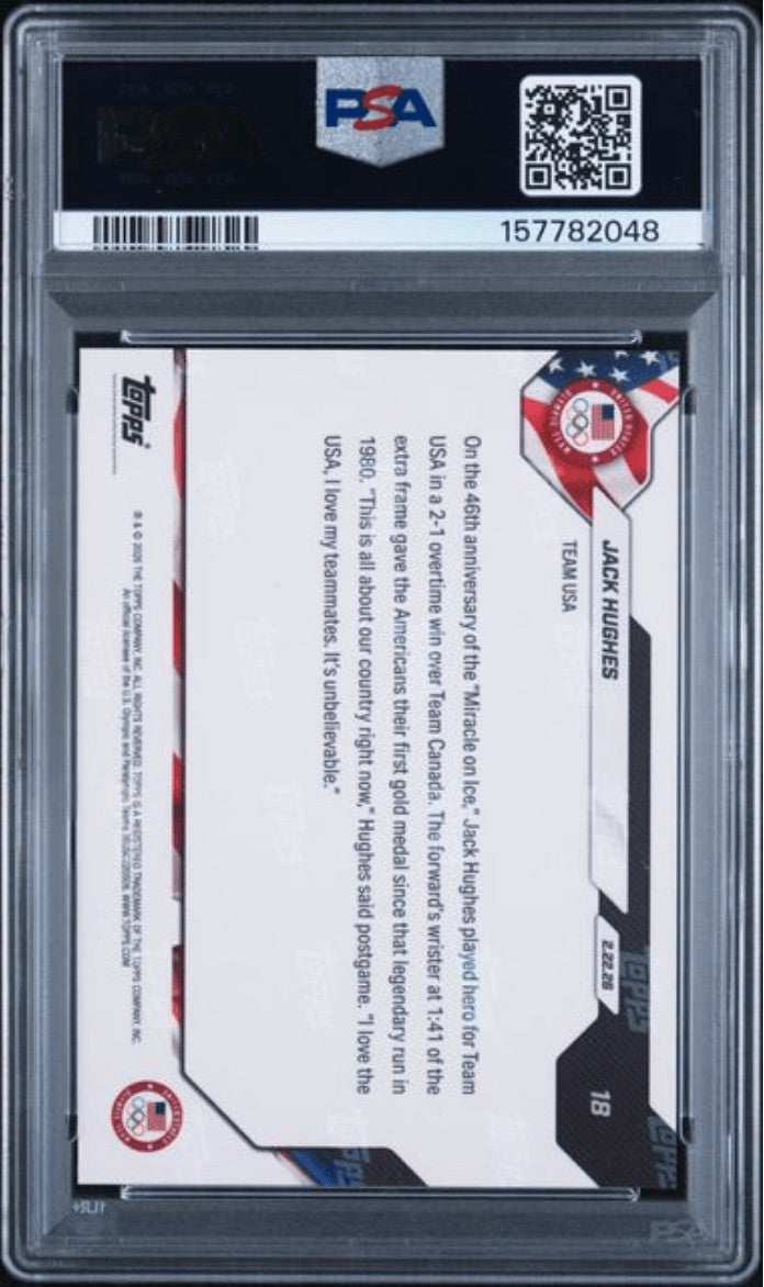 Graded 2026 Topps Now Olympics Jack Hughes #18 Hockey Card PSA 10 Gem Mint