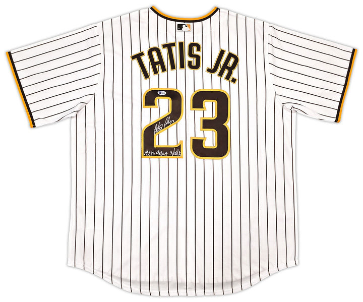 Padres Fernando Tatis Jr. Auto White Pinstripes Nike Jersey XL MLB Debut Beckett