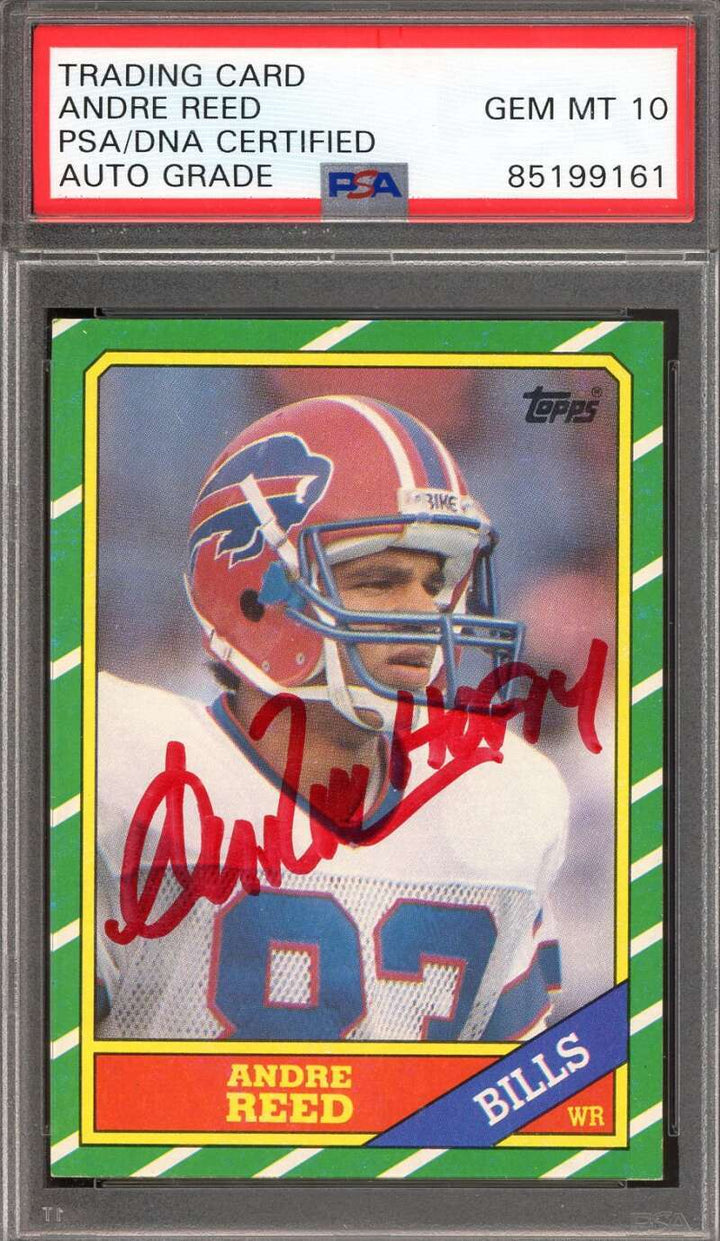 Andre Reed Gem Mint 10 PSA DNA Signed 1986 Topps Rookie Autograph