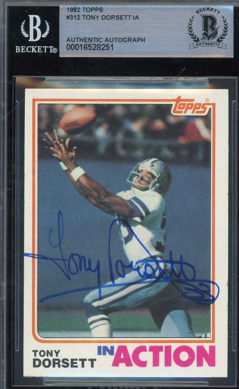 Tony Dorsett Beckett BAS Signed 1982 Topps In Action Autograph