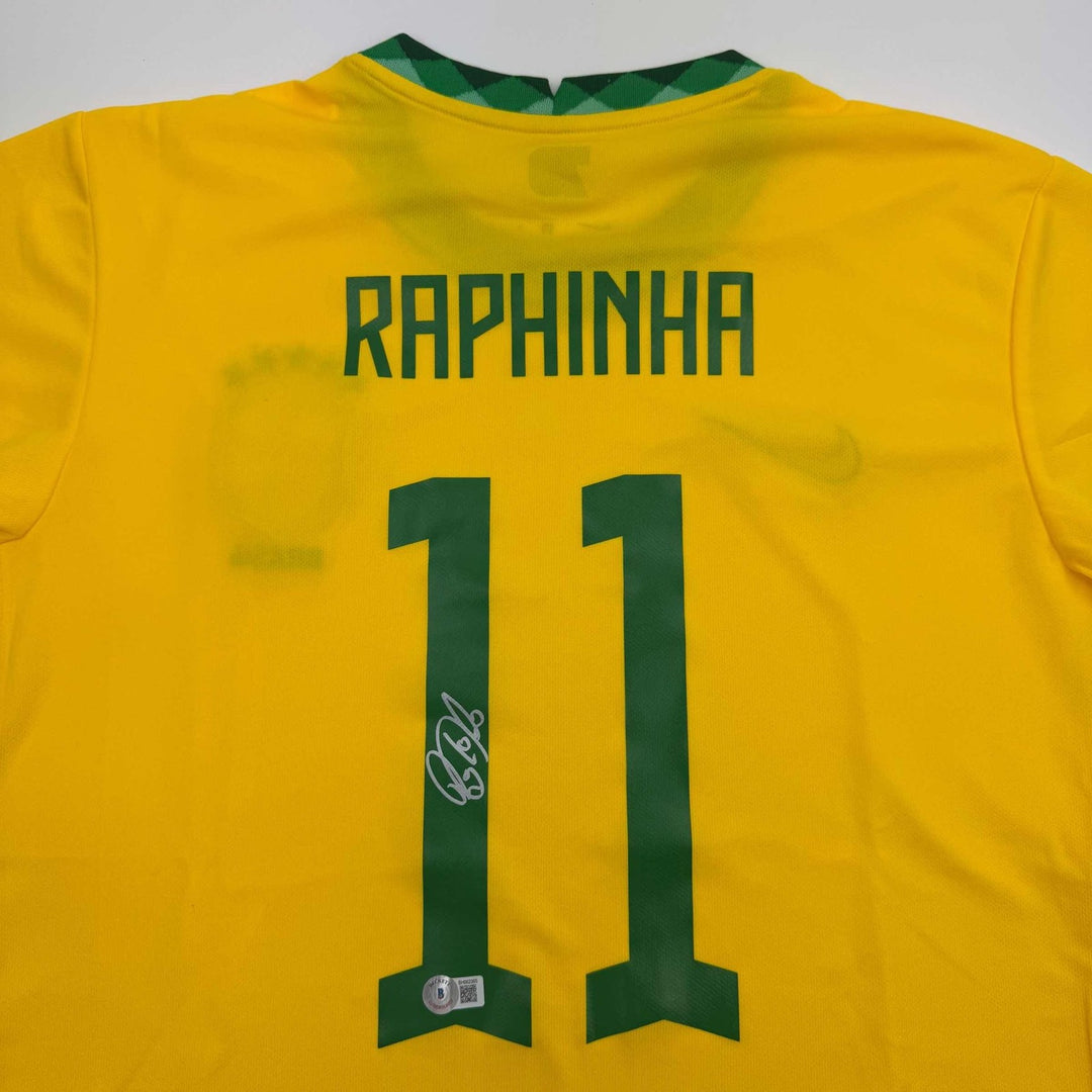 Autographed/Signed Raphinha Raphael Belloli Brazil Yellow Jersey BAS COA