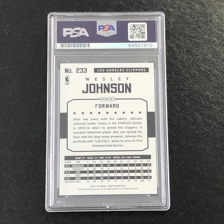 2015-16 NBA Hoops #233 Wesley Johnson Signed Card Autographed PSA Slabbed Clippe