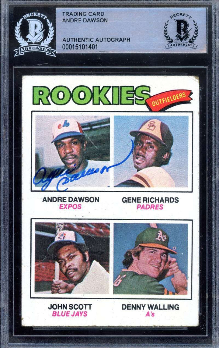 Andre Dawson Beckett BAS Signed 1977 Topps Rookie Autograph
