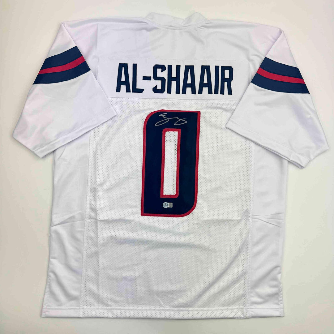 Autographed/Signed Azeez Al Shaair Houston White Football Jersey Beckett BAS COA