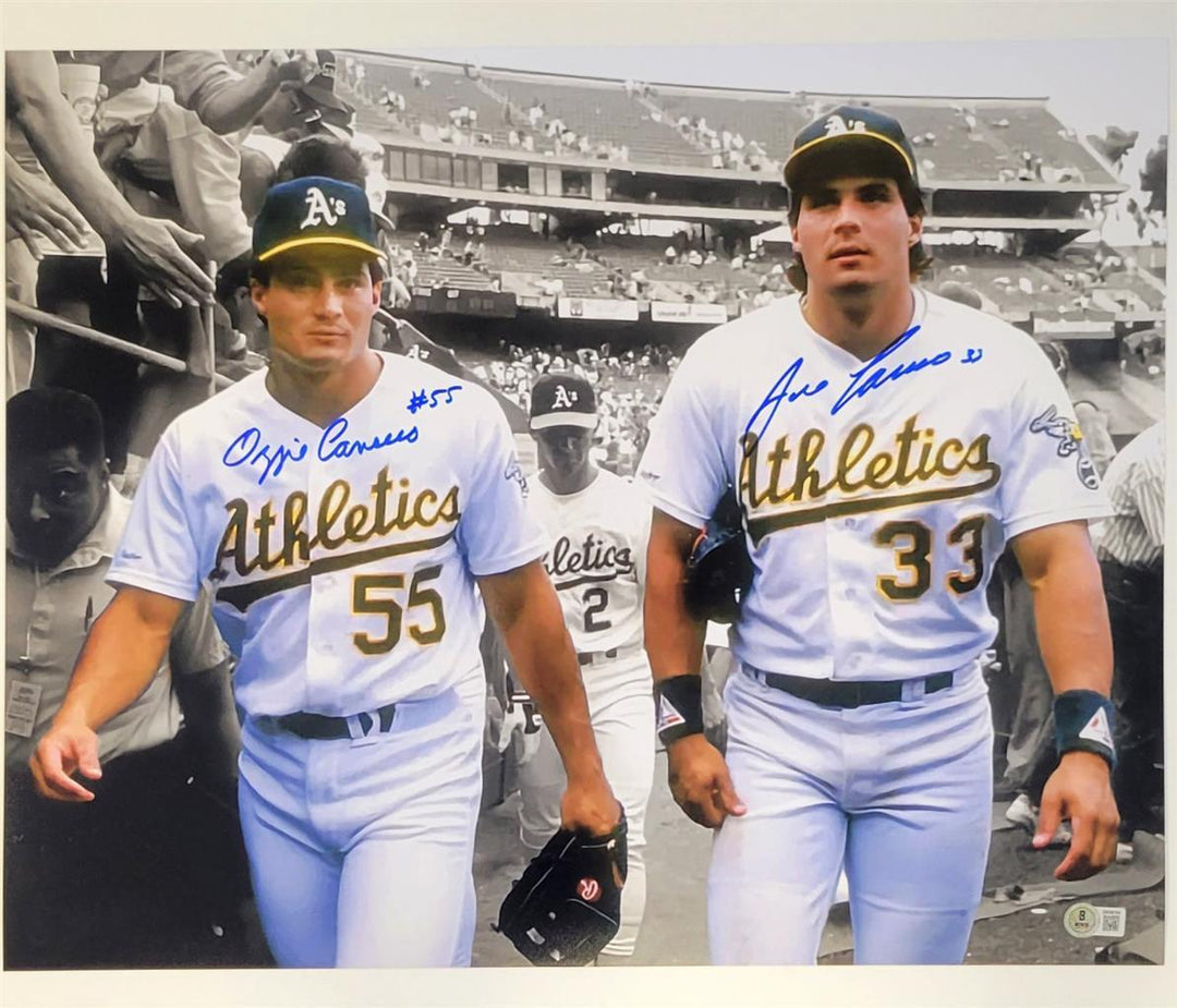 Jose Canseco Ozzie Canseco signed Oakland A's 16x20 photo autograph Beckett BAS