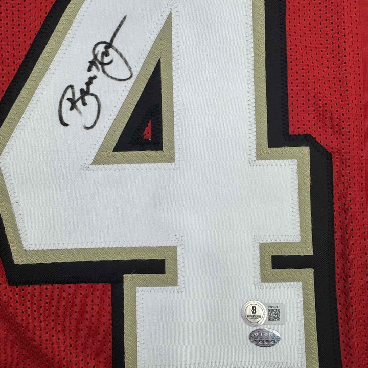 Autographed/Signed Brent Jones San Francisco Red Alternate Jersey Beckett COA