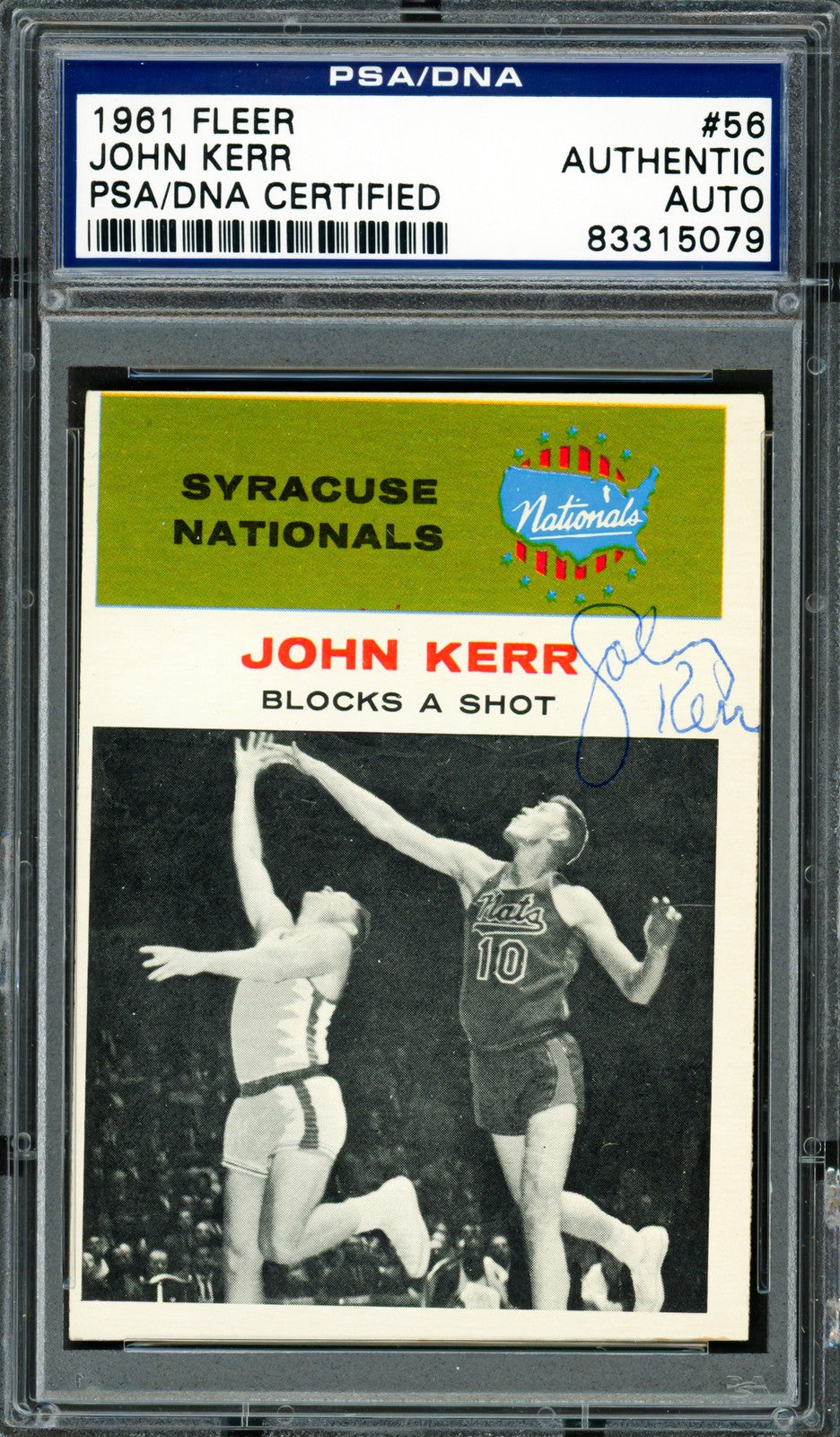 Johnny Red Kerr Signed 1961 Fleer Card 56 Syracuse Nationals PSA/DNA #83315079