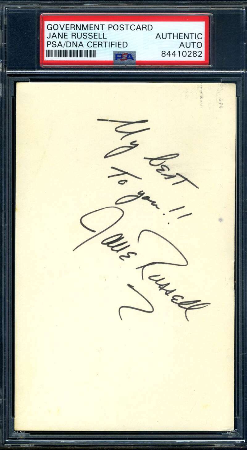 Jane Russell PSA DNA Coa Signed 3x5 Index Card Autograph