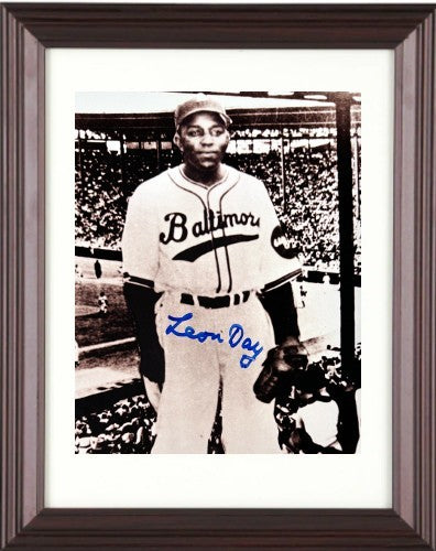 Leon Day signed Baltimore Negro League 8x10 Photo minor dings Framed- COA/HOF