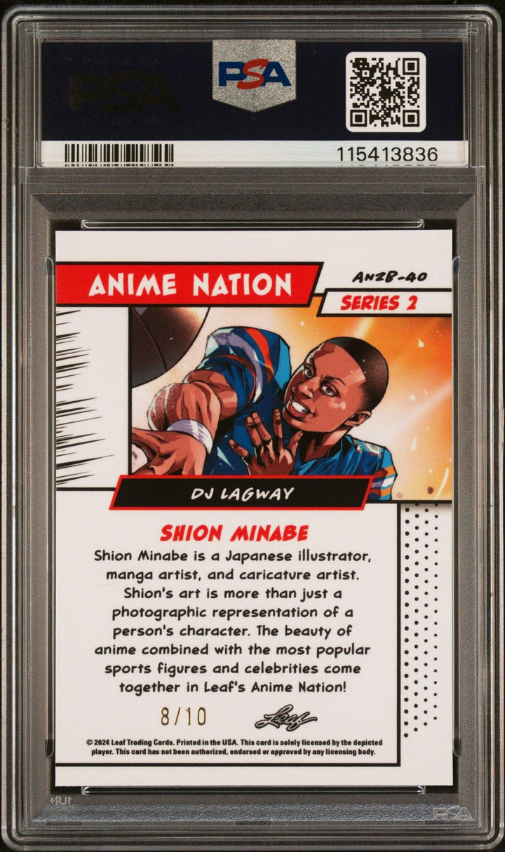 Graded 2025 Leaf Web Exclusives DJ Lagway #40 Anime Nation Pink /10 Card PSA 9