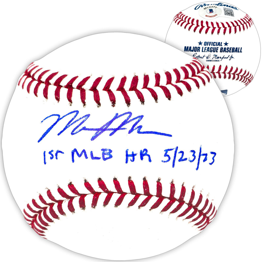 Matt McLain Signed Official MLB Baseball Reds "1st MLB HR 5/23/23" Beckett Wit