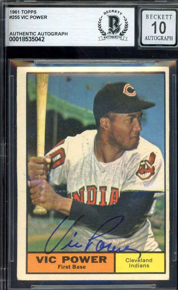 Vic Power Gem Mint 10 Beckett BAS Signed 1961 Topps Autograph