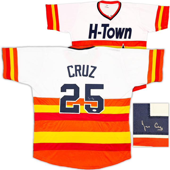 Houston Astros Jose Cruz Sr Signed White, Orange & Yellow Baseball Jersey JSA