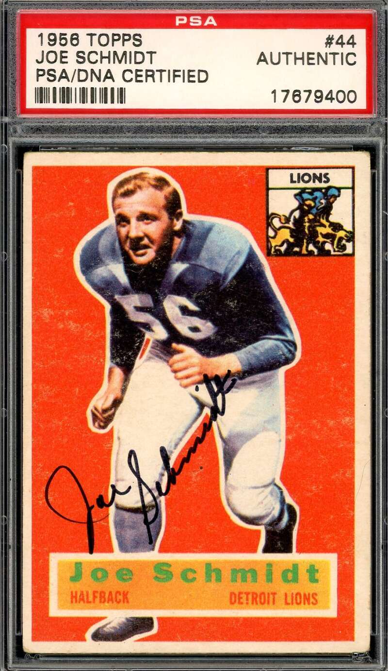 Joe Schmidt PSA DNA Signed Giants 1956 Topps Rookie Autograph
