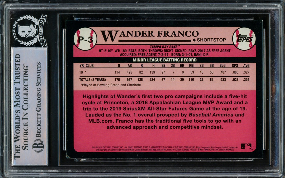 Wander Franco Autographed 2020 Topps Update Prospect RC (Smudged) Beckett