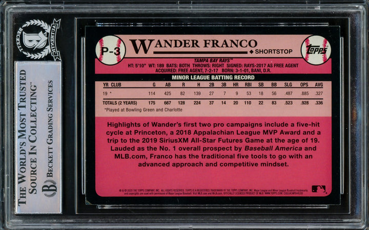 Wander Franco Autographed 2020 Topps Update Prospect RC (Smudged) Beckett