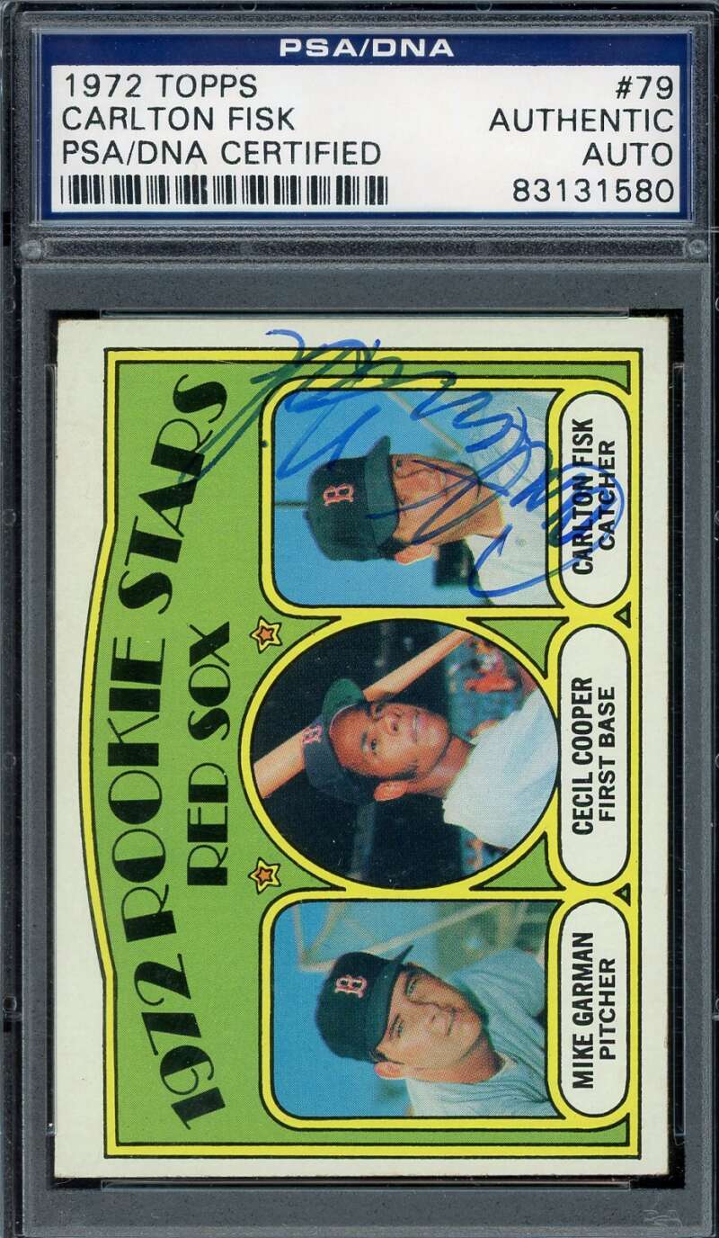 Carlton Fisk PSA DNA Signed 1972 Topps Rookie Stars Autograph