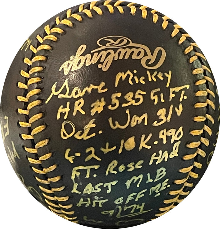 Denny Mclain signed OML Black Baseball 1968 31-6/WS/MVP/Cy/AS/Mickey Mantle-JSA