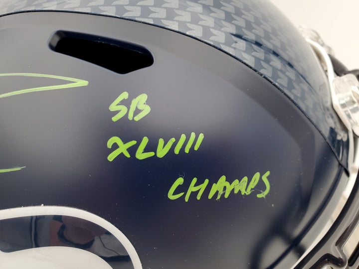 Russell Wilson Signed Seahawks Full Size Replica Speed Helmet In Green RW Holo
